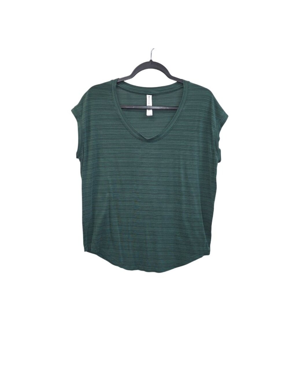 Athleta Womens M Cloudlight Stratus Striped Tee Green V-Neck Lightweight 4635